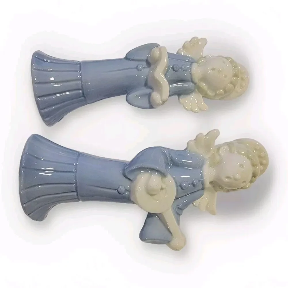 VTG Christmas Singing Choir Angels Inarco Porcelain Blue White 6